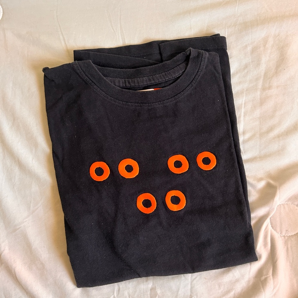 Navy Blue T-Shirt with Orange Circle Design